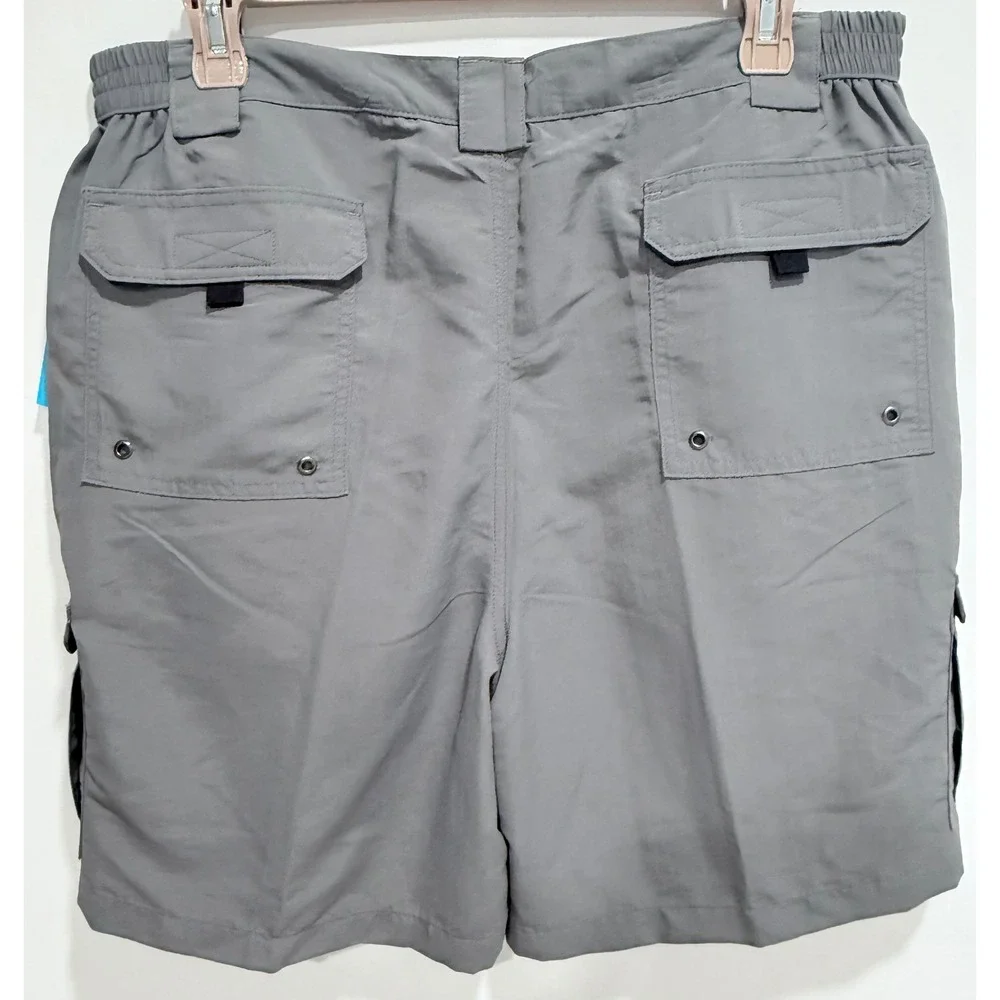 Bimini Bay Outfitters Mens 42 Gray Performance Cargo Fishing Shorts 31710 NWT